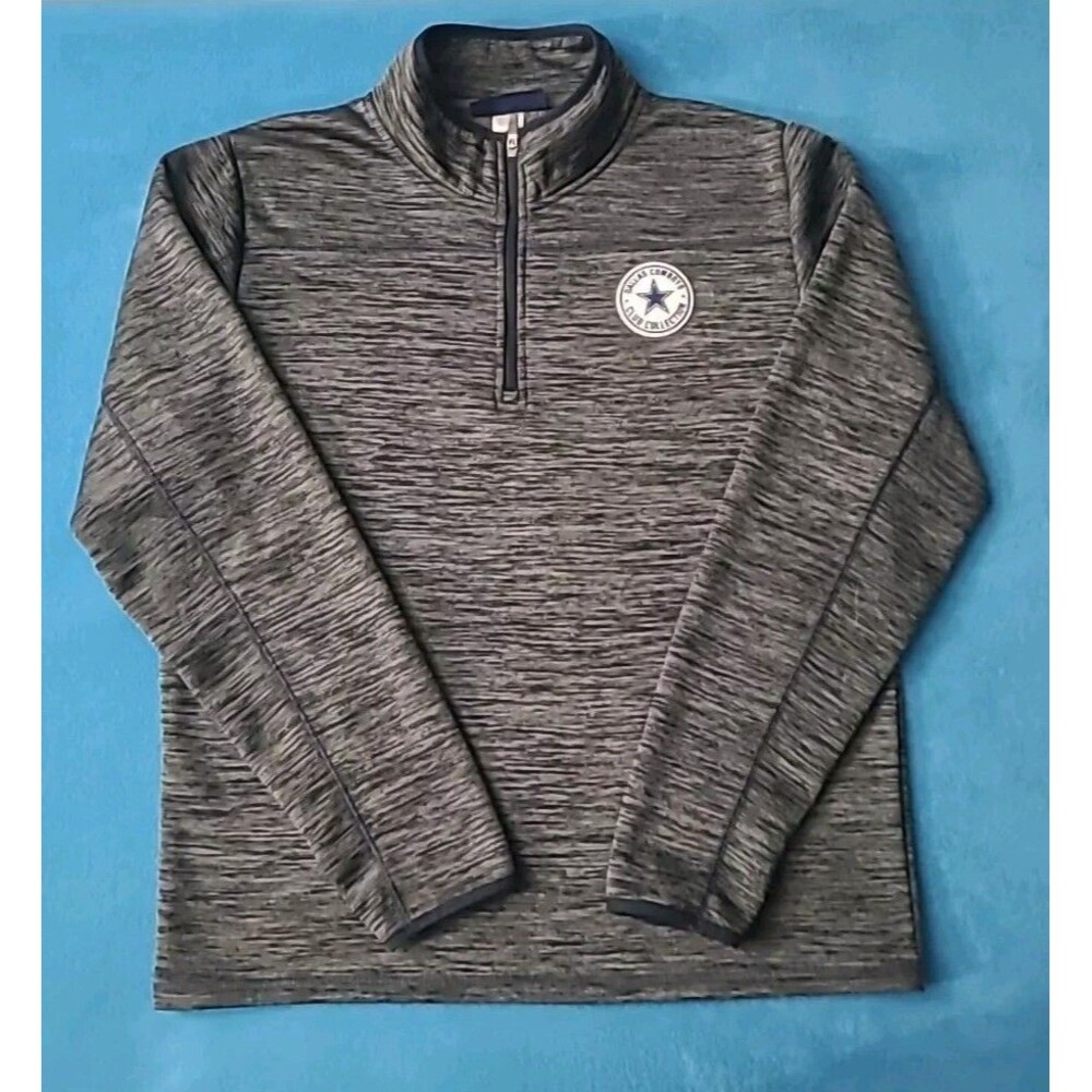 Dallas Cowboys Authentic Men 1/4 Zip Sweater Gray Club Collection Pullover Sz L